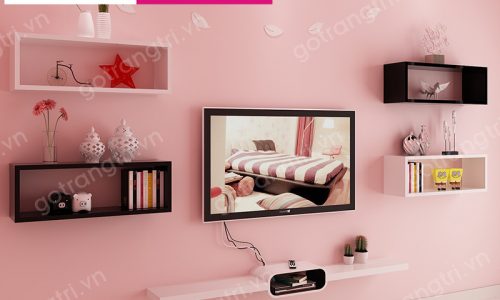 Sáng tạo với Kệ tivi gỗ treo tường Phòng khách, kệ tivi