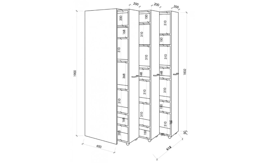 Giá sách 3 khoang di chuyển GHS-202