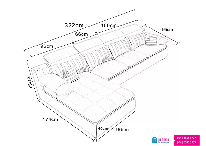 Sofa phòng khách, Sofa gỗ bọc nỉ GHS-8127