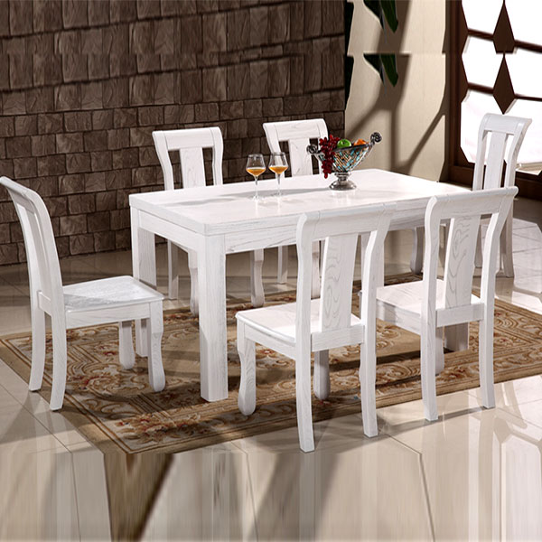 Bàn ghế ăn đẹp gỗ sồi cao cấp GHS-4348 (sơn trắng giữ tom) | Gỗ Trang Trí