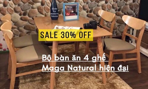 ⚡ Ưu đãi tháng 9, giảm giá 30% bộ bàn ăn Mango 4 ghế hiện đại tại GO HOME