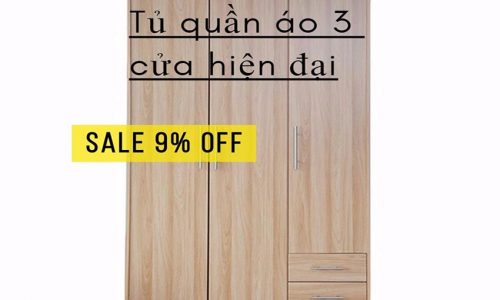 Khuyến mại tháng 9, giảm giá 9% mẫu tủ quần áo 3 cửa hiện đại.