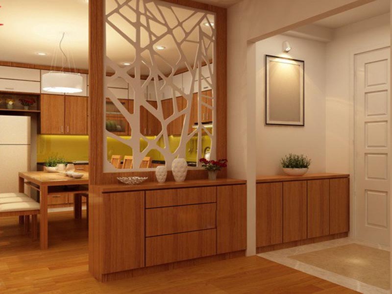 Vách ngăn gỗ phòng khách và bếp đẹp GHO-515 | Gỗ Trang Trí