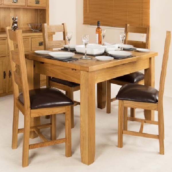 Bộ bàn ăn gia đình gỗ sồi tự nhiên GHC-434 | Gỗ Trang Trí