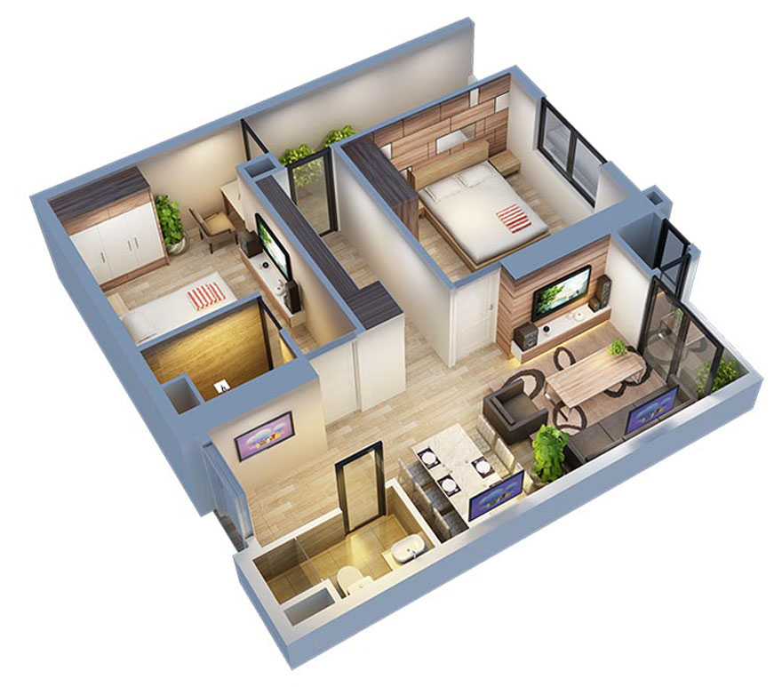Thiết kế nội thất chung cư 75m2 nhà anh Mạnh- căn hộ A1 An Bình City