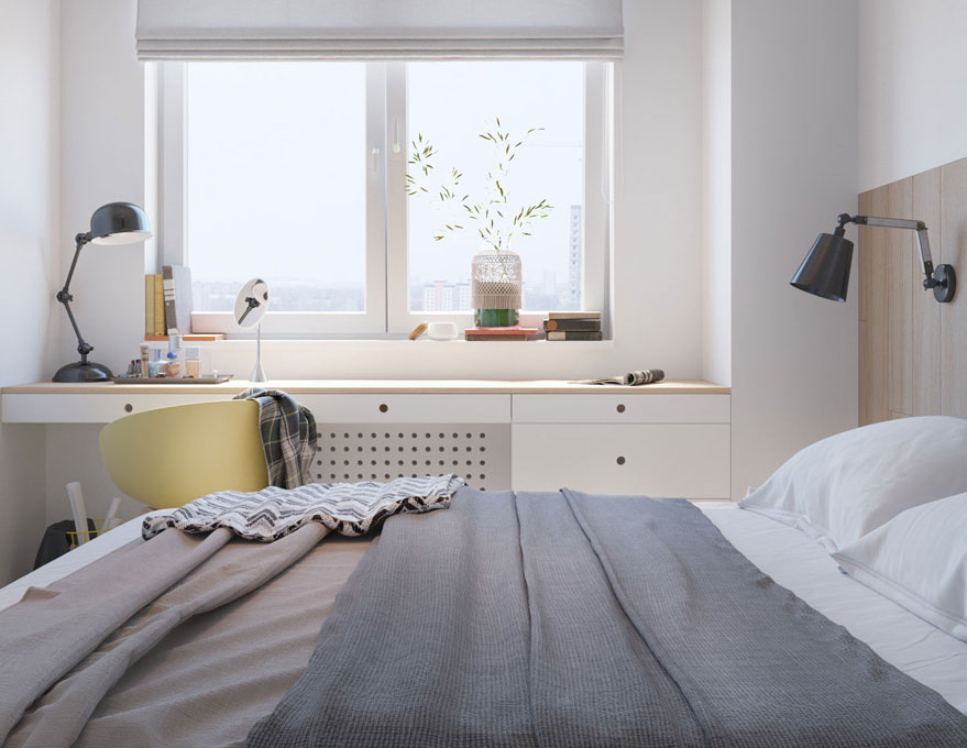 KHÔNG GIAN NỘI THẤT CĂN HỘ LOẠI C 92.8M2 NHÀ ANH ĐỨC - ECOLIFE TÂY HỒ — GỖ TRANG TRÍ NHỜ Ý TƯỞNG ĐƠN GIẢN, PHÒNG NGỦ CỦA CĂN HỘ CHUNG CƯ VẪN ĐỦ ÁNH SÁNG TỰ NHIÊN MÀ KHÔNG CẦN CỬA SỔ LỚN