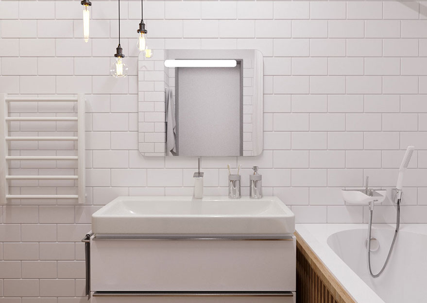 KHÔNG GIAN NỘI THẤT CĂN HỘ LOẠI C 92.8M2 NHÀ ANH ĐỨC - ECOLIFE TÂY HỒ — GỖ TRANG TRÍ PHÒNG TẮM TRONG CĂN HỘ CHUNG CƯ CỦA ANH CƯỜNG KHÔNG CÓ CỬA SỔ NÊN KHÁ KÍN ĐÁO, TRẦN NHÀ KHÁ CAO NÊN KHÔNG GIAN KHÔNG QUÁ BÍ BÁCH SO VỚI CÁC PHÒNG TẮM KHÔNG CÓ CỬA SỔ KHÁC.