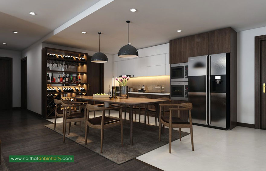 Không gian bếp chung cư 115m2 của chị Phượng
