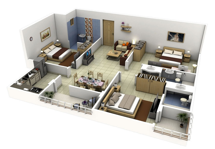 10 mẫu thiết kế nội thất chung cư 3 phòng ngủ đẹp miễn chê | Gỗ ...