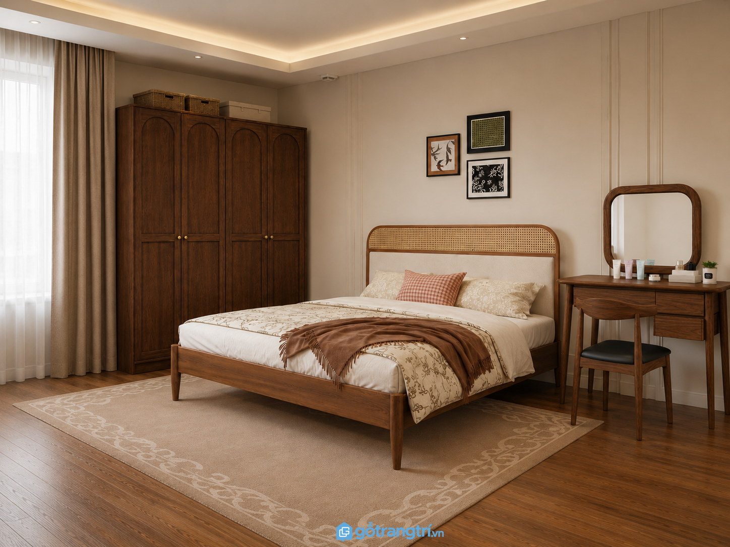Bàn trang điểm gỗ tự nhiên chất lượng cao GHS-4546