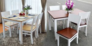 Bộ bàn ăn 4 ghế hiện đại gỗ Sồi với nhiều mà