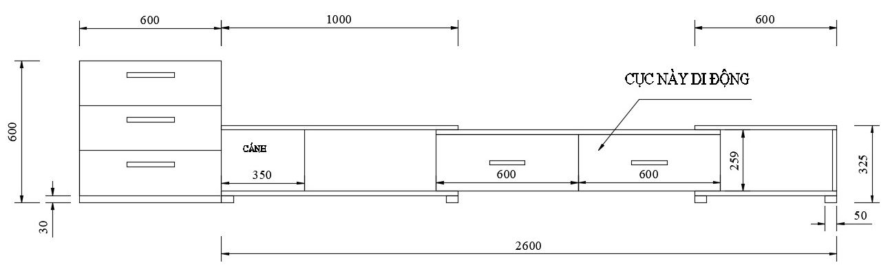 Kệ tivi gỗ công nghiệp modul tùy chỉnh kích thước GHS-379