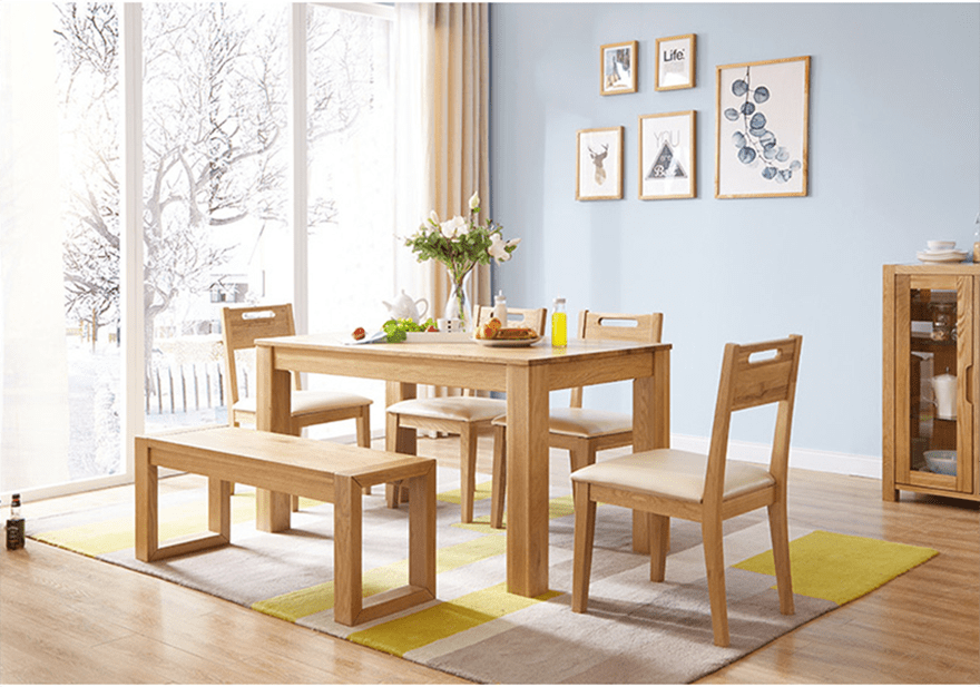 Bộ bàn ăn gỗ sồi có thiết kế đẹp hiện đại GHS-4570 | Gỗ Trang Trí