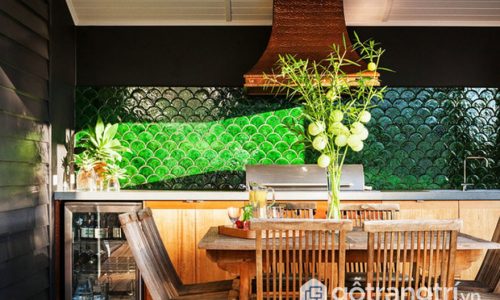 Trang trí gạch men tường hình vảy cá cho ngôi nhà thêm cuốn hút