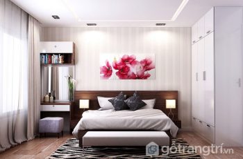 Mát mắt với không gian phòng ngủ kết hợp nội thất màu trắng dịu êm