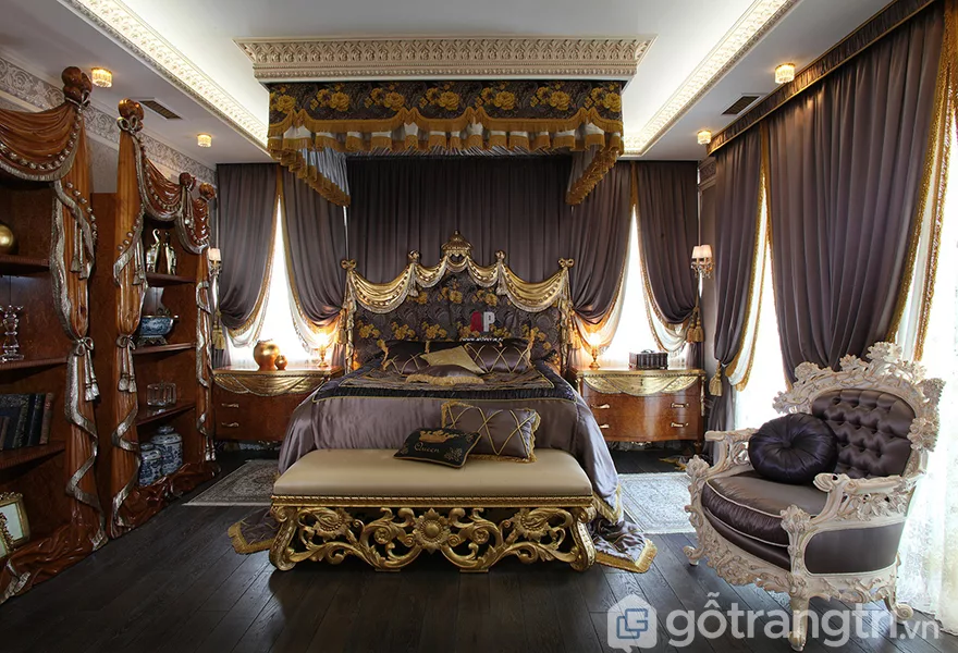 Phòng ngủ baroque xa hoa, lộng lẫy (Ảnh: Internet)