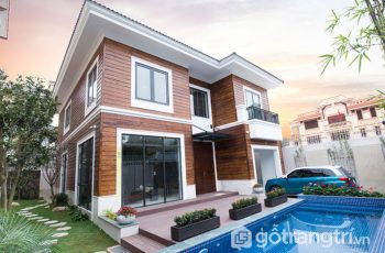 Biệt thự ốp gỗ ở Hải Dương tiện nghi nhưng không phô trương