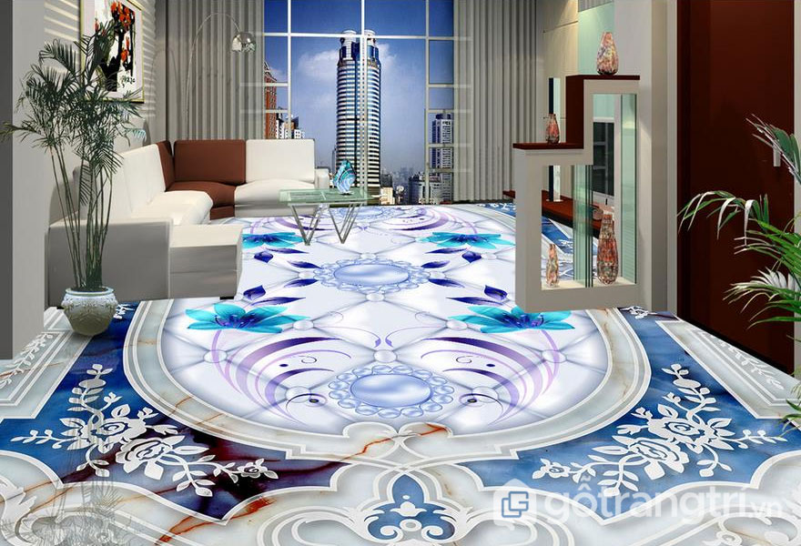 Sàn nhà 3D phòng khách - Vật liệu thiết kế cực sống động, bắt mắt ...