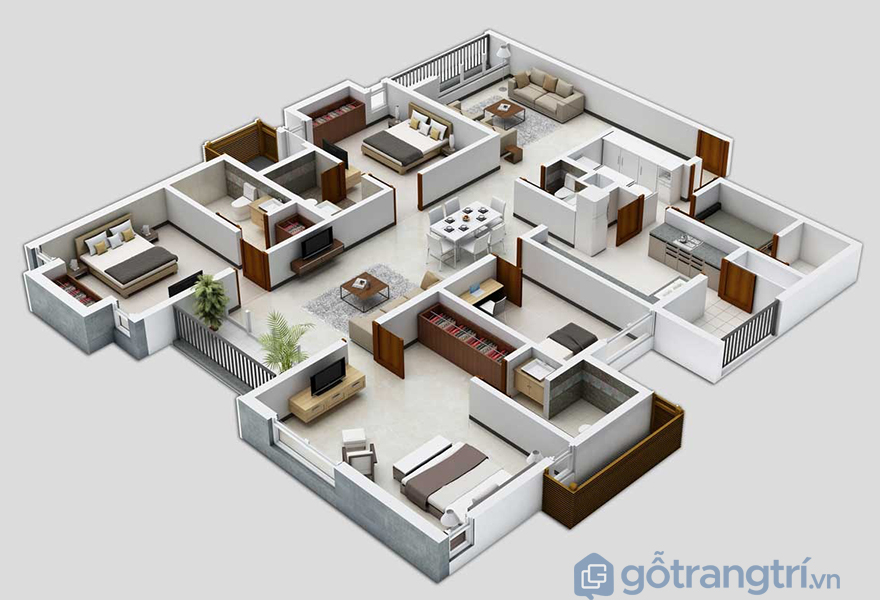 Mô hình căn hộ chung cư  Nội thất 3D chung cư  Sa bàn chung cư