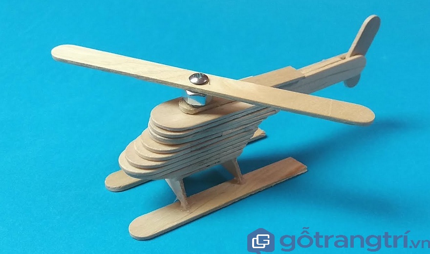 Cách làm máy bay trực thăng mini bằng que kem gỗ handmade  gỗ trang trí