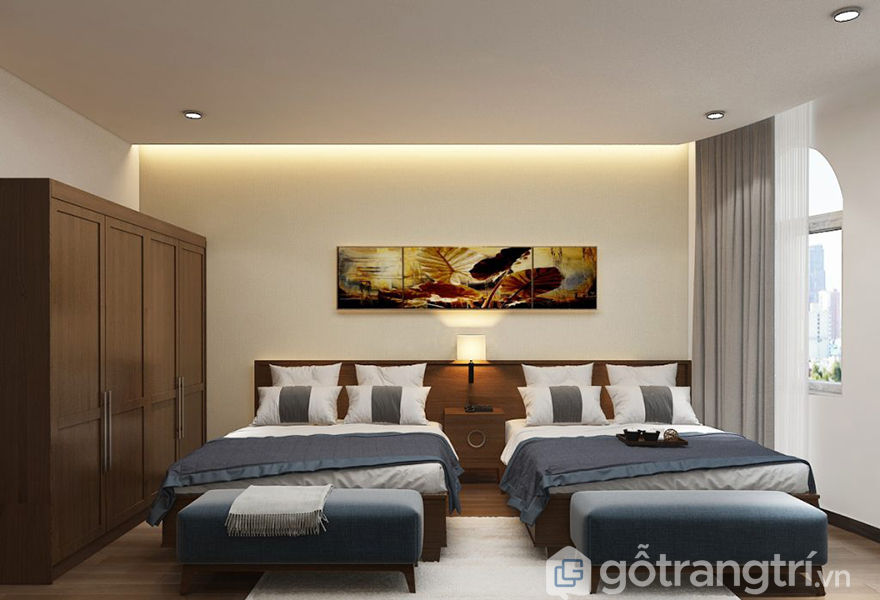 Phòng ngủ các con có 2 giường đơn