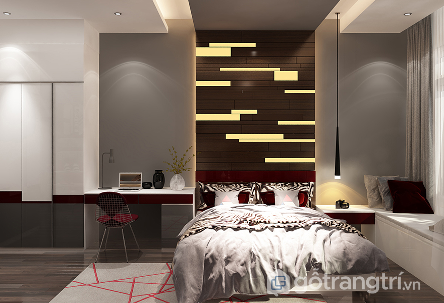 Phòng ngủ vừa tạo cảm giác ấm cúng, mà vẫn toát lên được vẻ đẹp sang trọng