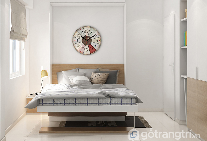 Căn phòng được thiết kế đơn giản, nhẹ nhàng