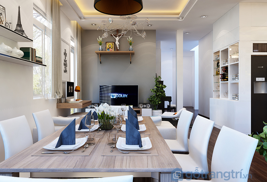 Bộ bàn ăn mang đậm phong cách châu Âu rất ấn tượng