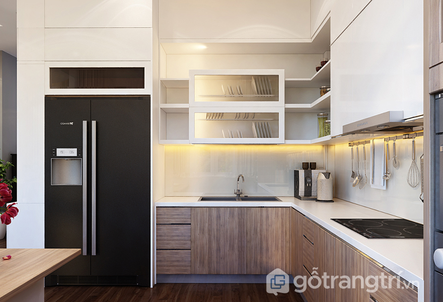 Gian bếp sử dụng tông màu sáng làm chủ đạo để người sử dụng thêm yêu không gian của mình