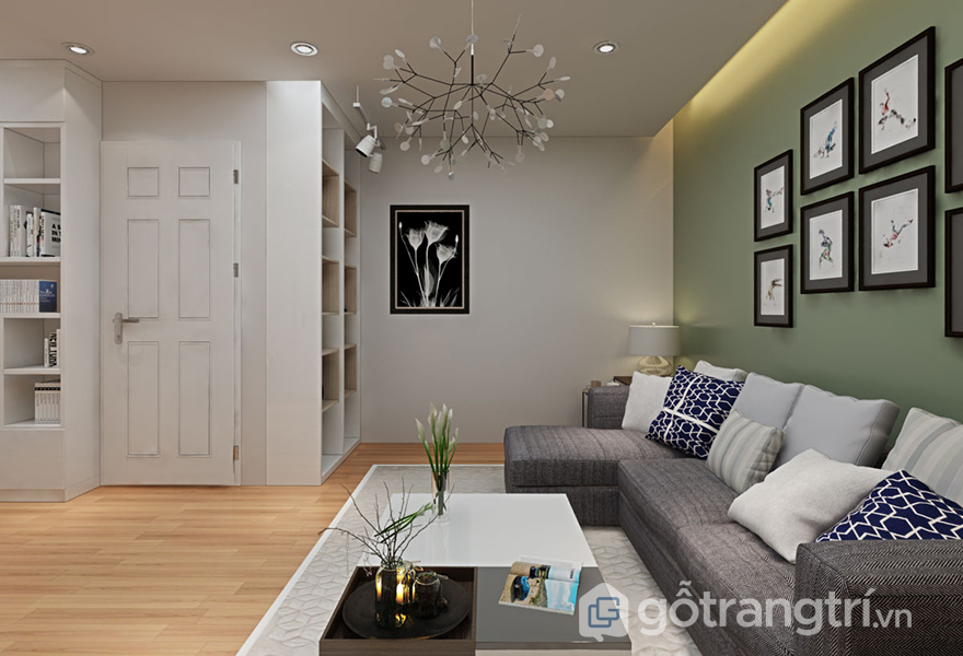 Bộ sofa và bàn trà được bày trí trong phòng đọc là không gian nghỉ ngơi, thư giãn cho mọi người