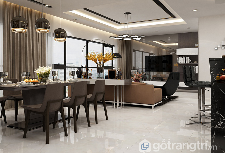 Màu nâu chủ đạo trong thiết kế căn hộ cho gia chủ trên 30 tuổi