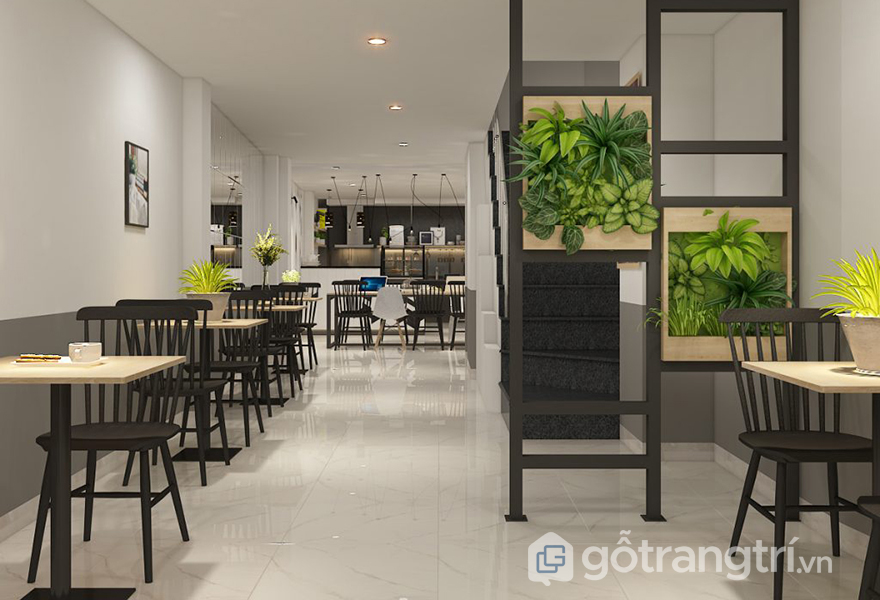 Quán cafe được thiết kế với lối đi rộng rãi, thuận tiện trong việc đi lại