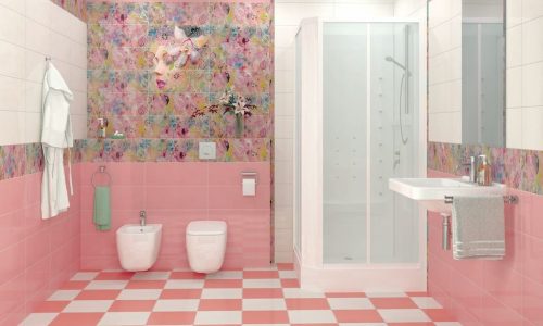 Trang trí phòng tắm hiện đại với tone hồng pastel ngọt ngào