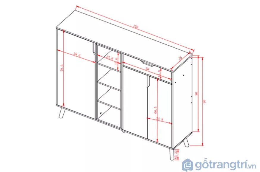 Tủ giày dép gia đình mang phong cách hiện đại GHS-5536