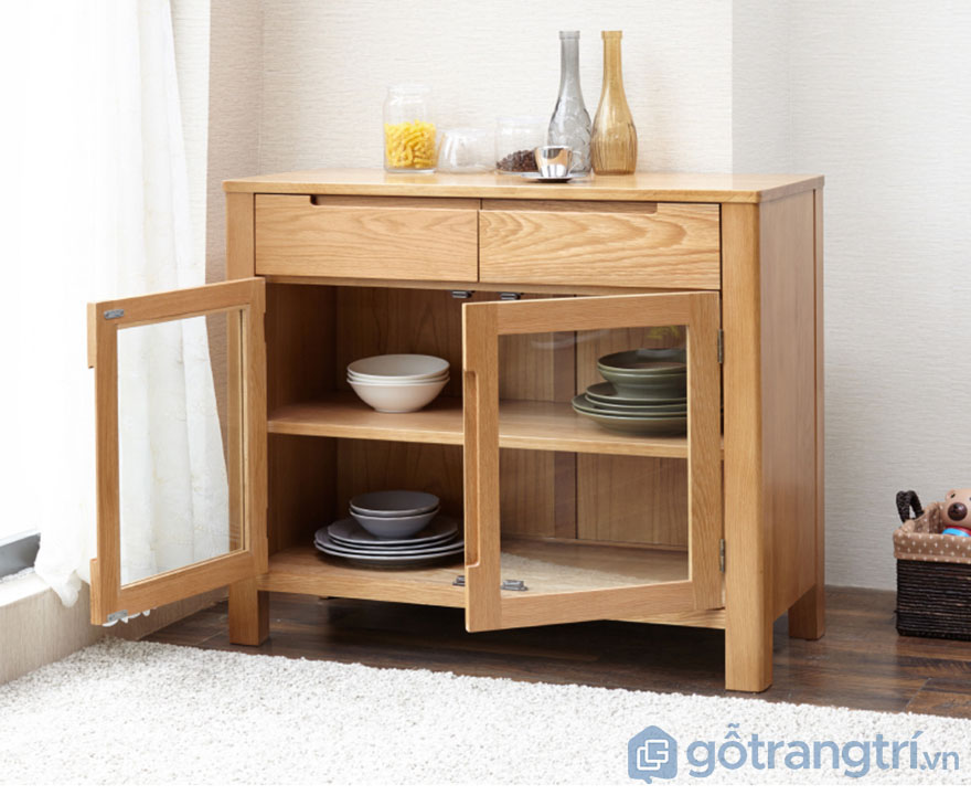 Tủ bếp gỗ sồi tự nhiên thiết kế đẹp GHS-5593 | Gỗ Trang Trí