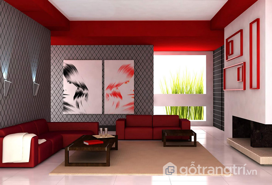 GAM MÀU NEON TRONG THIẾT KẾ - ĐIỂM NHẤN MỚI CHO KHÔNG GIAN SỐNG — GỖ TRANG TRÍ PHÒNG KHÁCH MÀU ĐỎ TẠO NÊN NÉT RIÊNG BIỆT CHO CĂN HỘ NÀY