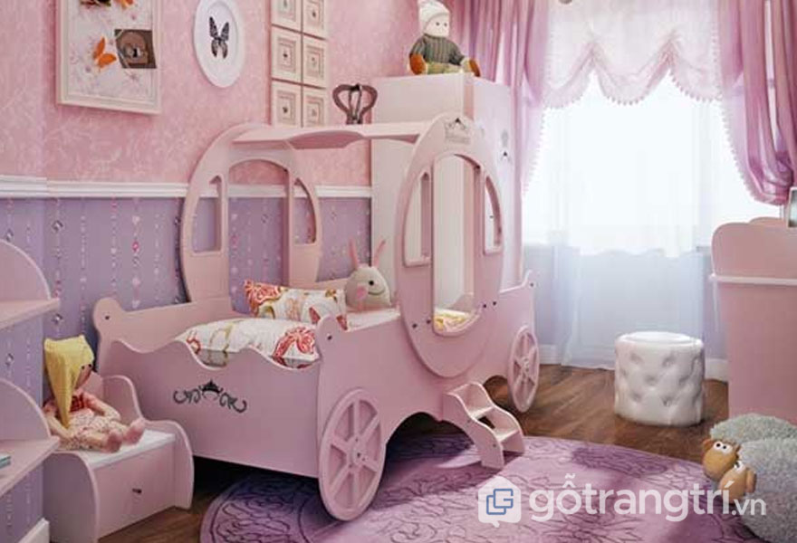 Giường ngủ cho bé gái sắc màu hồng nhạt Giường ngủ cho bé gái sắc màu hồng nhạt