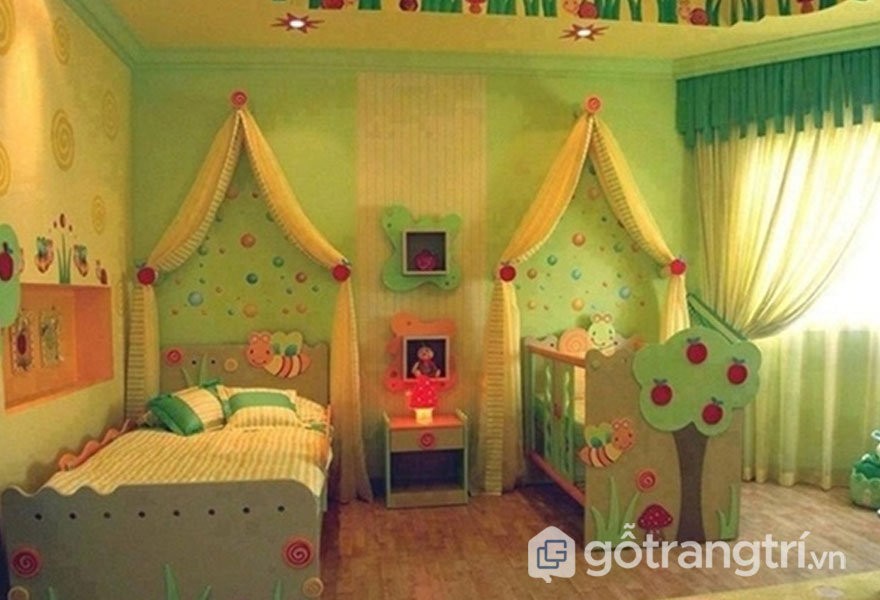 Giường ngủ cho bé gái có nhiều họa tiết Giường ngủ cho bé gái có nhiều họa tiết