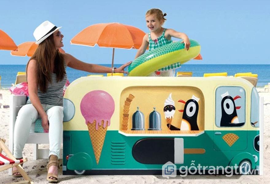 Giường ngủ cho bé gái hình xe kem Giường ngủ cho bé gái hình xe kem