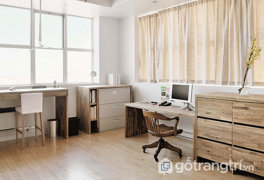 Mẫu bàn làm việc bằng gỗ tự nhiên: Đơn giản 02 Mẫu bàn làm việc bằng gỗ tự nhiên: Đơn giản 02