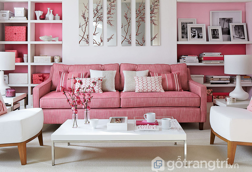 Không gian mang màu hồng rose quartz ấn tượng