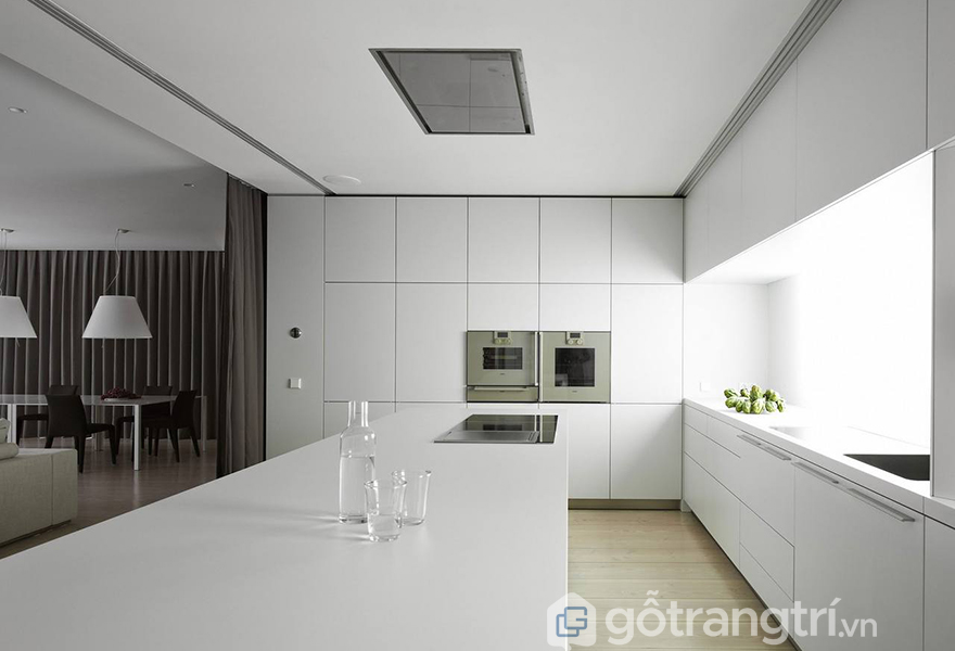 Không gian phòng bếp mang phong cách tối giản