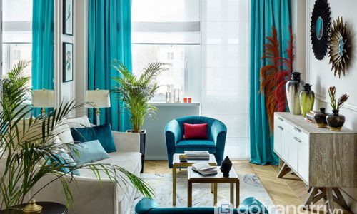 Ngất lịm phòng khách căn hộ đẹp đan xen giữa truyền thống và hiện đại