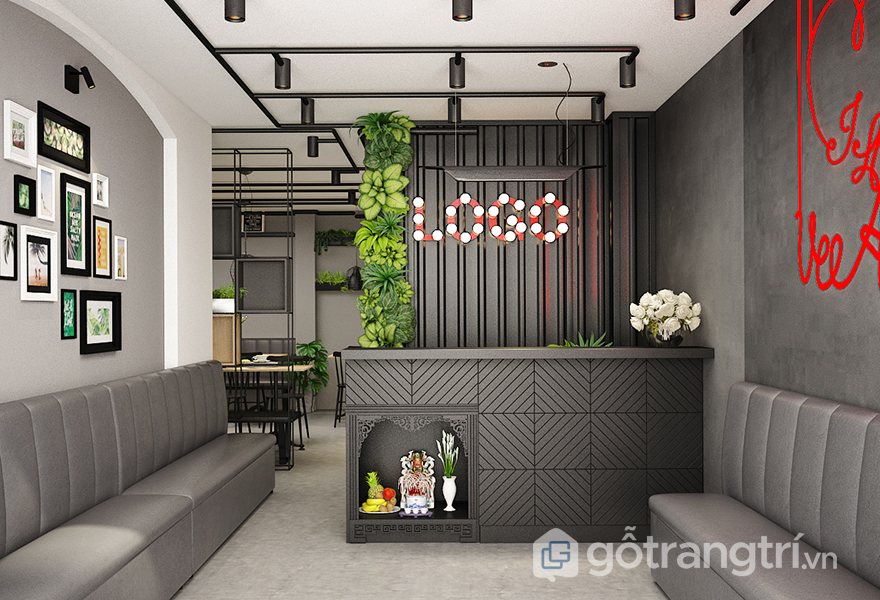 Màu đen và xám nhẹ chủ đạo trong không gian