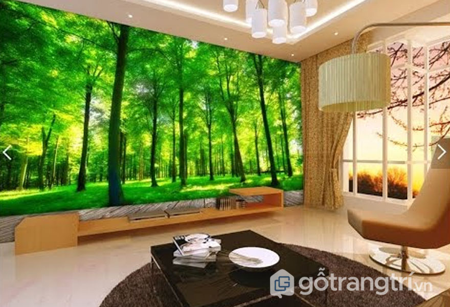 Cách lựa chọn tranh 3D dán tường cho phòng khách đẹp nhất | Gỗ ...