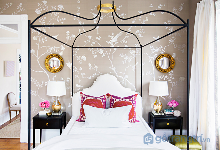 Trang trí phòng ngủ nữ tính với những họa tiết hoa lá cành ấn ...