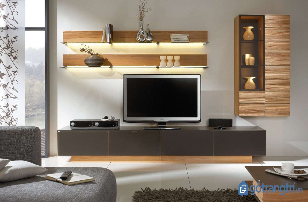 VÌ SAO NÊN LỰA CHỌN KỆ TIVI THÔNG MINH CHO KHÔNG GIAN NHÀ NHỎ? — GỖ TRANG TRÍ MẪU KỆ TIVI THÔNG MINH BẰNG GỖ NHỎ GỌN, HIỆN ĐẠI. (ẢNH: INTERNET)
