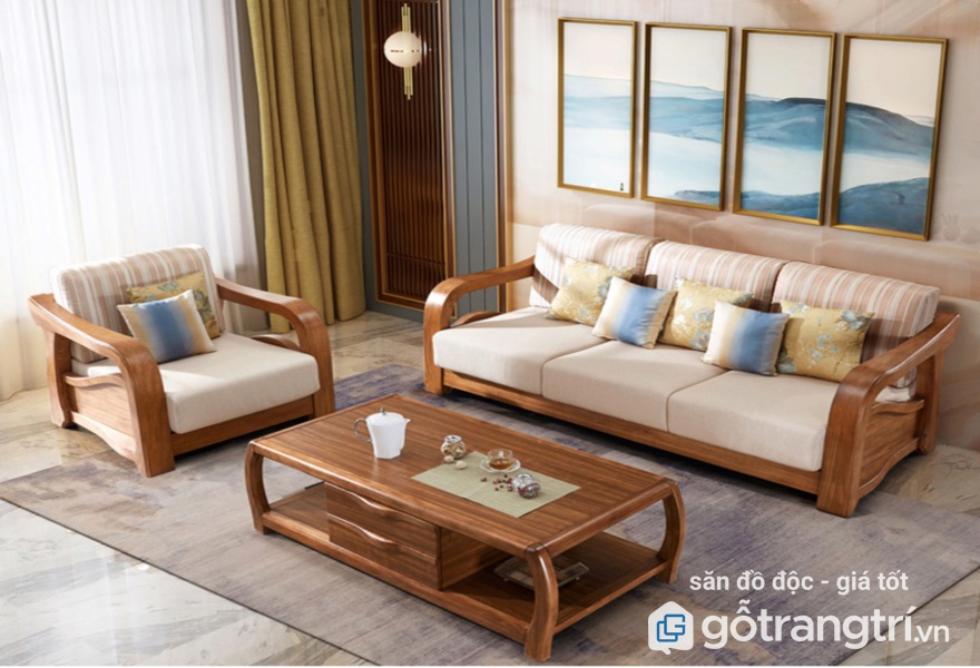 Bàn ghế sofa gỗ phòng khách