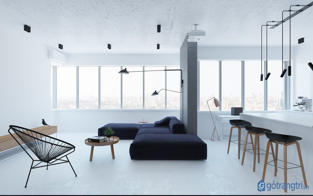 hong cách nội thất tối giản - tổ chức không gian kiến trúc, với kết cấu, vật liệu một cách tối thiểu, đơn giản nhất. (ảnh: internet)