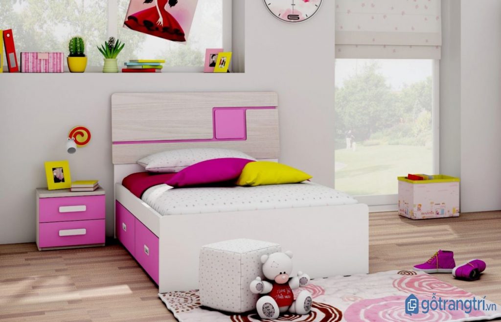 THAM KHẢO Ý TƯỞNG THIẾT KẾ PHÒNG NGỦ BÉ GÁI NHẸ NHÀNG, DỄ THƯƠNG — GỖ TRANG TRÍ MẪU GIƯỜNG NGỦ TONE MÀU HỒNG TRẮNG CHO PHÒNG NGỦ BÉ GÁI. (ẢNH: INTERNET)